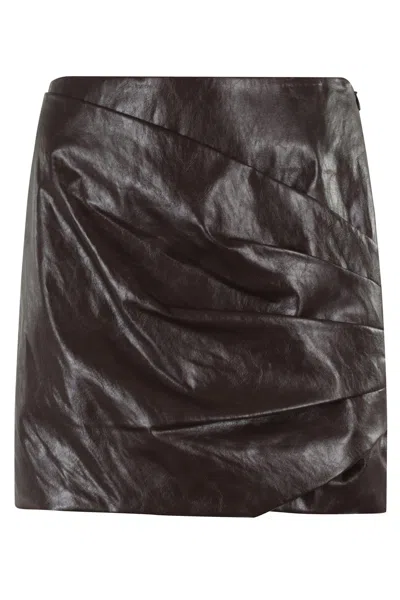 Federica Tosi Minigonna Pelle Metallo In Brown