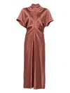 Federica Tosi Abito Sbieco Raso Viscosa Dresses Brown In Orange