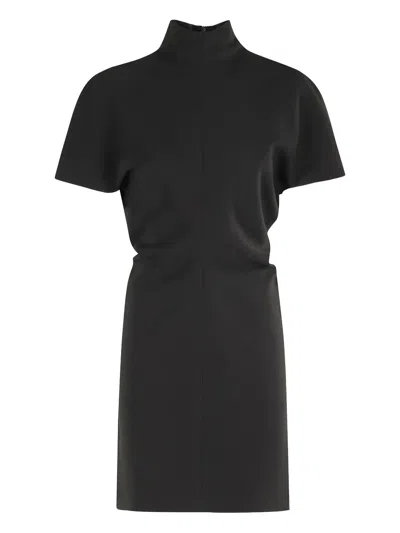 Federica Tosi Short Cady Dress With High Neck In Black