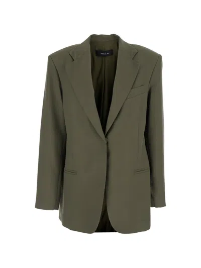 Federica Tosi Green Single-breasted Jacket With Classic Lapels In Fabric Woman