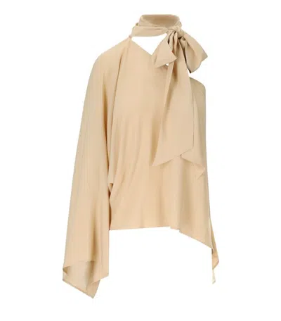 Federica Tosi Nude One-shoulder Blouse In Neutral