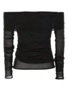 Federica Tosi Off-shoulder Gathered Mesh Blouse In Black
