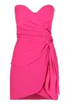 Federica Tosi Shoulder-baring Dress With Bow And Knot In Fuchsia