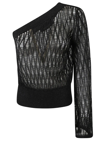 Federica Tosi One-shoulder See-through Top In Black