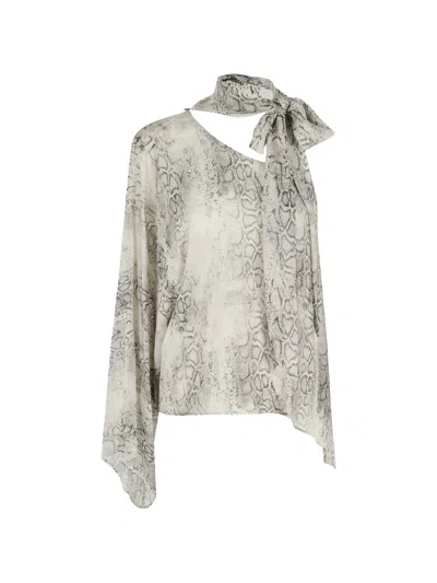Federica Tosi Blusa Monospalla Georgette Stampa Pitone In Gray