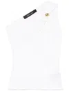 Federica Tosi Jewel Embellished Asymmetrical Neckline Top In White