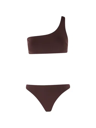 Federica Tosi One-shoulder Bikini In Brown