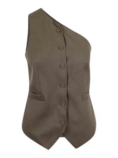Federica Tosi One-shoulder Canvas Vest In Green