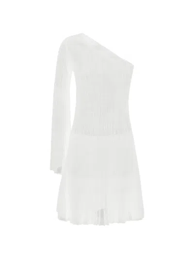 Federica Tosi One-shoulder Ribbed-knit Mini Dress In White