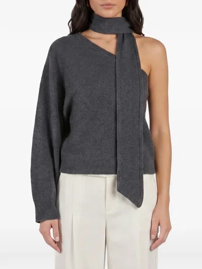 Federica Tosi One-shoulder Top With Scarf Detail In Gray