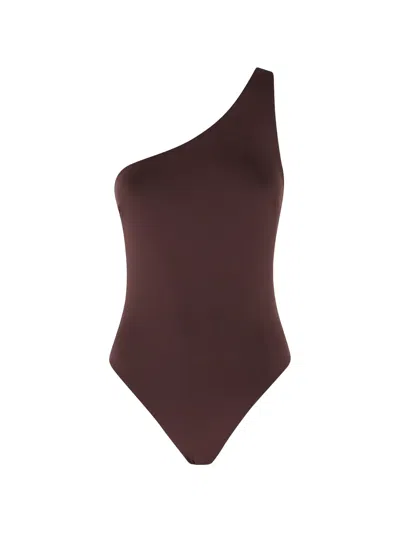 Federica Tosi One-shoulder Swimsuit In Burgundy