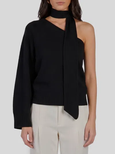 Federica Tosi One-shoulder Top With Scarf Detail In Black