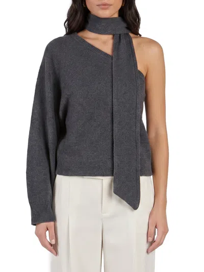 Federica Tosi One-shoulder Top With Scarf Detail In Gray