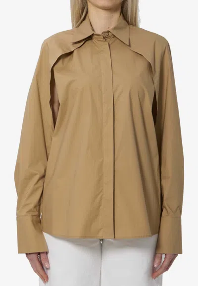 Federica Tosi Camicia Maniche Aperte In Popeline Shirts Beige In Brown