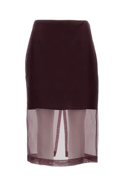 Federica Tosi Organza Silk Midi Skirt With Distinctive Rear Slit In White