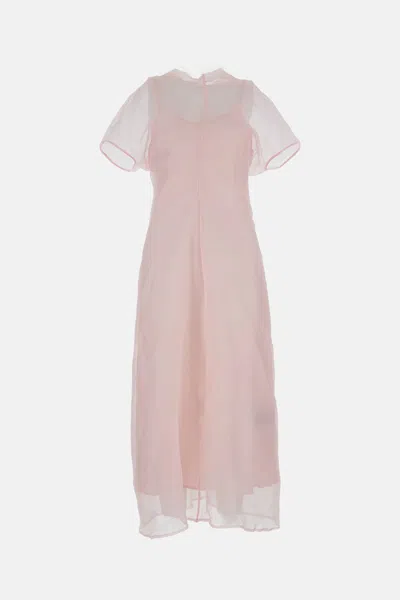 Federica Tosi Organza Silk Slip-lined Dress In Pink
