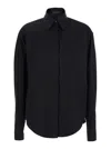 Federica Tosi Black Shirt With Pointed Collar And Metallic Details On The Cuffs In Black