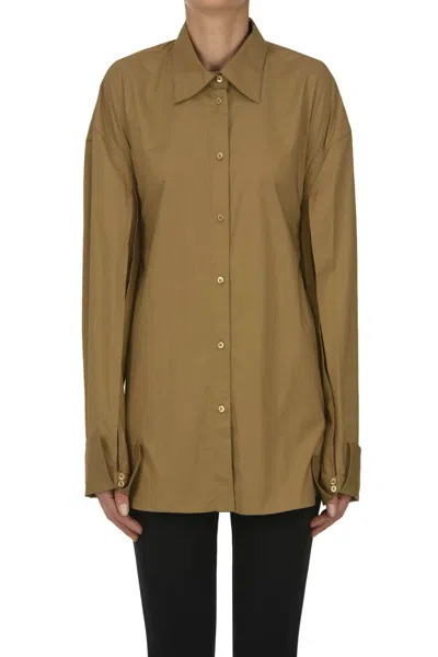 Federica Tosi Oversized Cotton Shirt In Brown