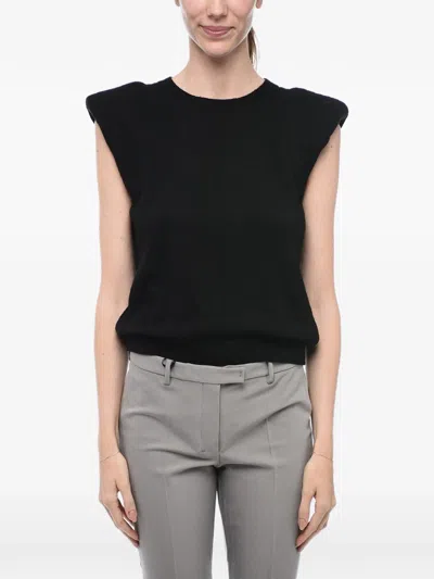 Federica Tosi Padded-shoulder Sleeveless Sweater In Black