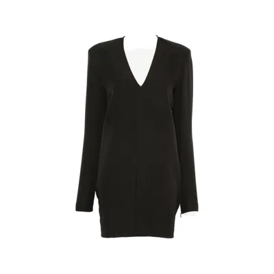 Federica Tosi Padded-shoulder V-neck Mini Dress In Black