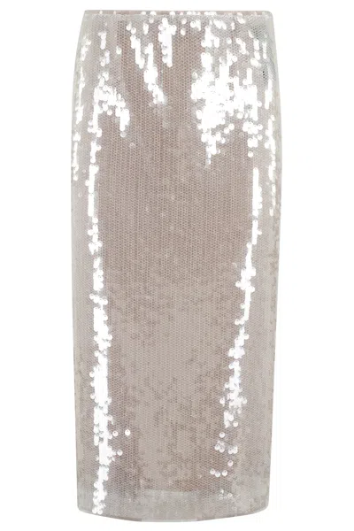 Federica Tosi Sheer Mesh Skirt With All-over Sequin Design