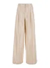 FEDERICA TOSI PINK TROUSERS WITH SEQUINS IN LINEN BLEND WOMAN