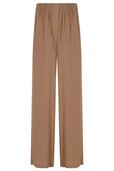 Federica Tosi Pantalone Fluido Crepe De Chine In Brown