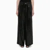Federica Tosi Black Wide Trousers With Micro Sequins In Black
