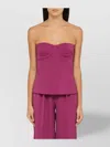 Federica Tosi Peony Wool Blend Top With Fitted Bodice In Pink