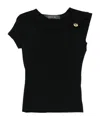 Federica Tosi Asymmetrical Black Top With Brooch Detailing In Black