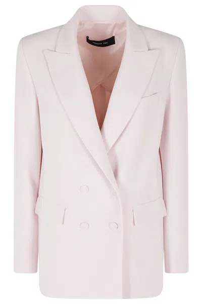 Federica Tosi Pink Cady Double-breasted Padded-epaulettes Polyester Blazer