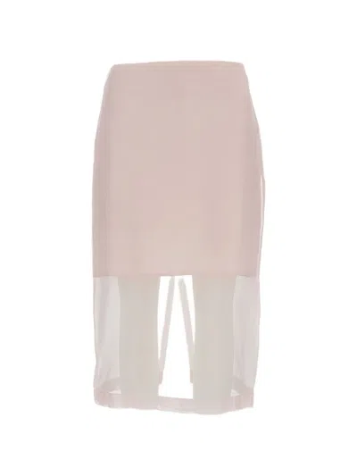 Federica Tosi Pink Skirt With Rear Zip Closure And Semi Sheer Design In Silk Woman