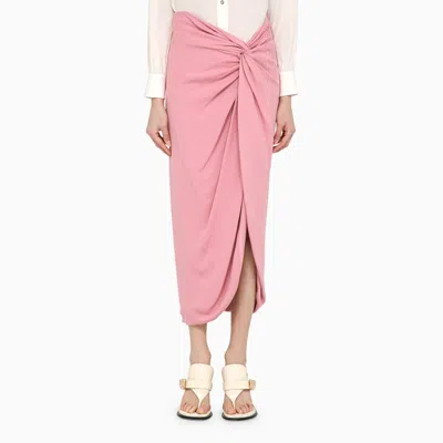 Federica Tosi Pink Viscose Midi Skirt With Knot