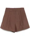 Federica Tosi Tailored Pleated Shorts With Belt Loops In Brown