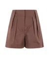Federica Tosi Tailored Pleated Shorts With Belt Loops In Brown