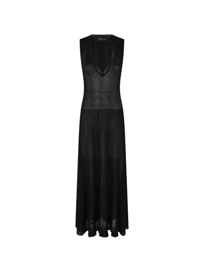 Federica Tosi Plissé Ribbed-knit Dress In Black