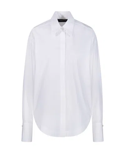 Federica Tosi Shirt With Pointed Collar And Curved Hem In White