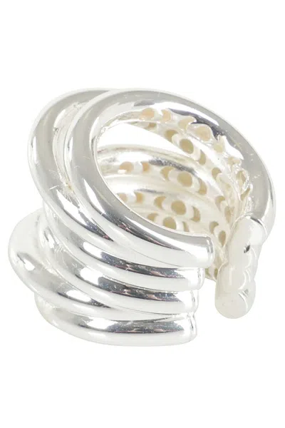 Federica Tosi Polished Silver-plated Bronze Ring With Textured Design
