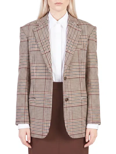 Federica Tosi Prince Wales Check Oversized Blazer Jacket In Multi
