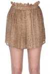 Federica Tosi Printed Silk Shorts In Camel