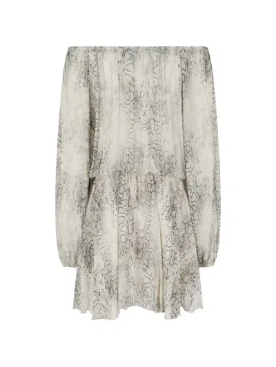 Federica Tosi Abito Corto In Georgette Stampa Pitone In White