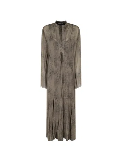 Federica Tosi Python-print Georgette Dress In Neutral
