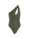 Federica Tosi Python-print One-shoulder Swimsuit In Green