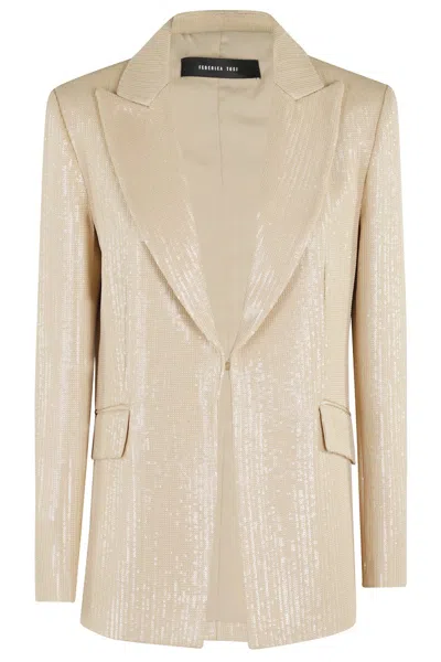 Federica Tosi Raffia Sequins Blazer In Neutrals