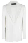 Federica Tosi Raffia Sequins Blazer In White