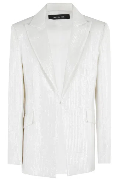 Federica Tosi Raffia Sequins Blazer In Weiss