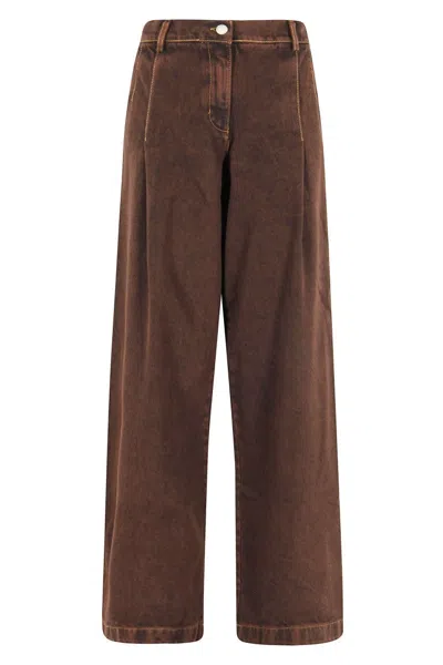 FEDERICA TOSI RELAXED WIDE-LEG JEANS WITH SHADED DARK BROWN FINISH