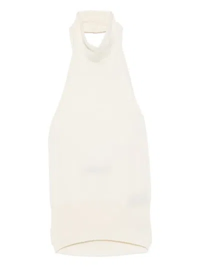 Federica Tosi Ribbed Halterneck Top In White