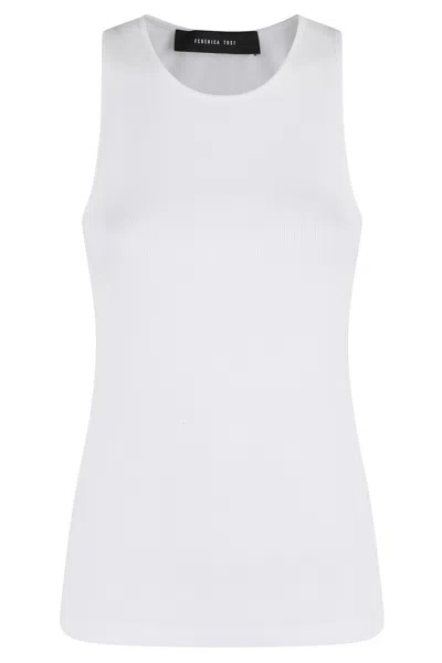 Federica Tosi Ribbed Jersey Sleeveless Top In White