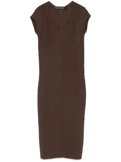 Federica Tosi Ribbed Midi Dress In Brown